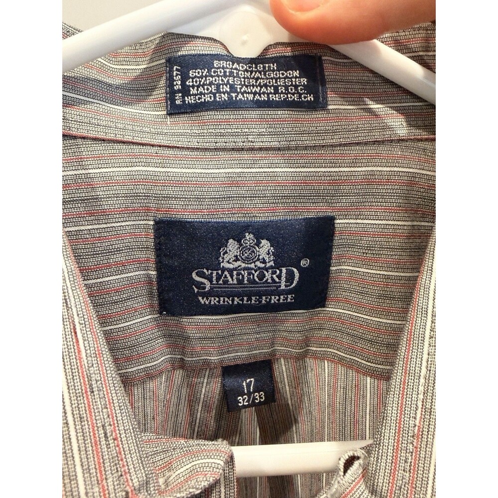 Stafford Wrinkle Free Broadcloth Oxford Dress Shirt Mens 17 32/33